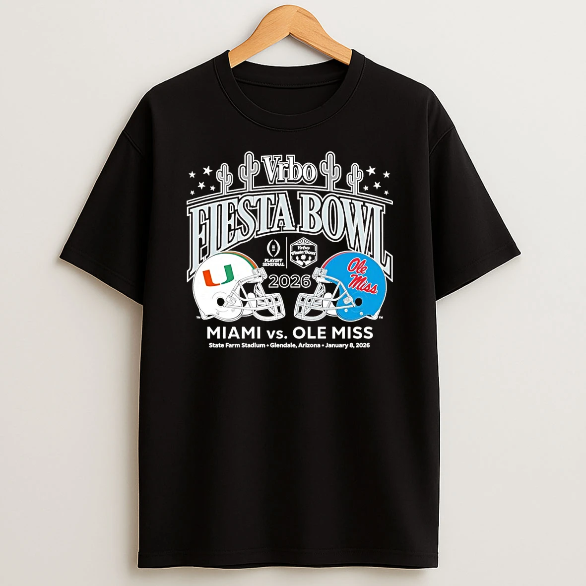 Miami Vs Ole Miss 2026 Vrbo Fiesta Bowl Cactus Matchup Cfp Semifinal Shirts
