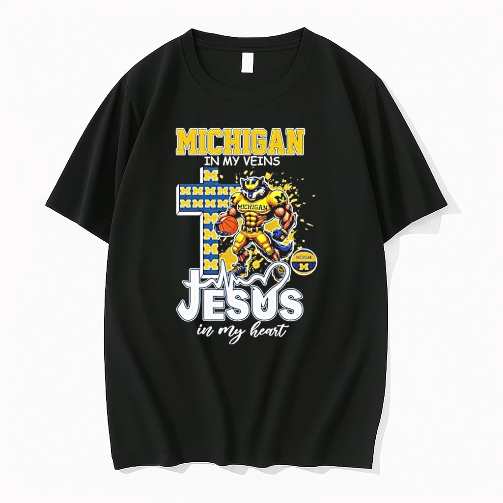 Michigan Basketball Mascot In My Veins Jesus In My Heart Shirts