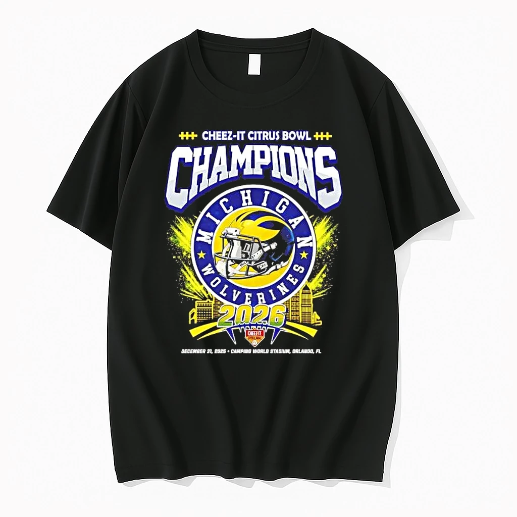 Michigan Wolverines 2025 Cheez It Citrus Bowl Champions Helmet Shirts