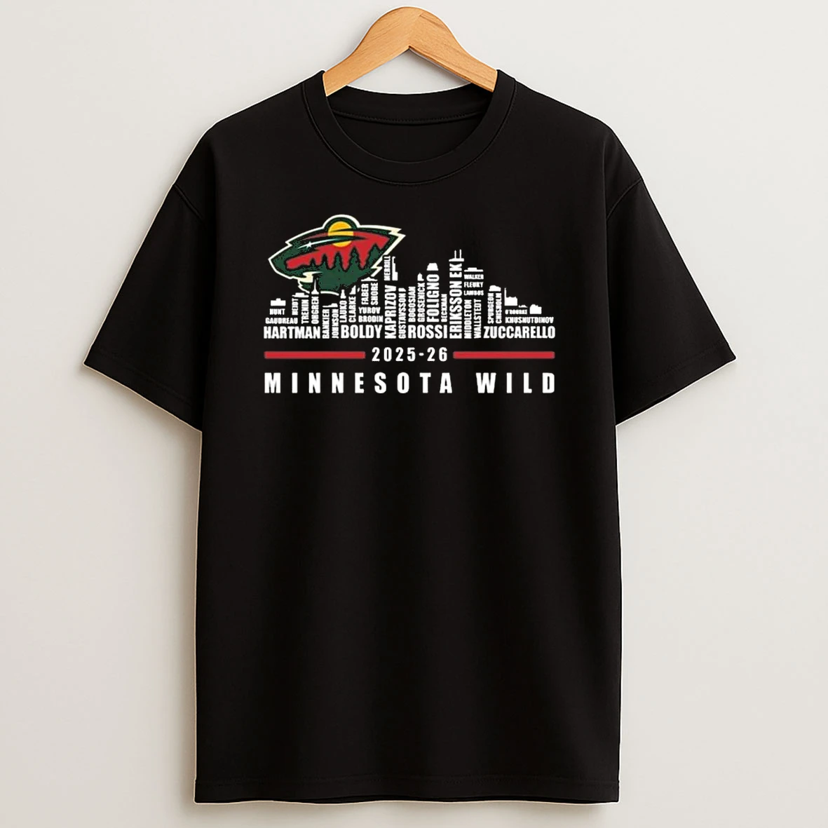 Minnesota Wild 2025 26 Skyline Names Logo Shirts