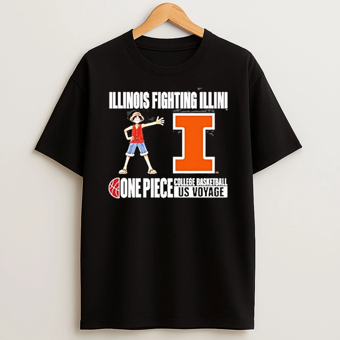 Monkey D Luffy One Piece X Illinois Fighting Illini College Basketball Shirts