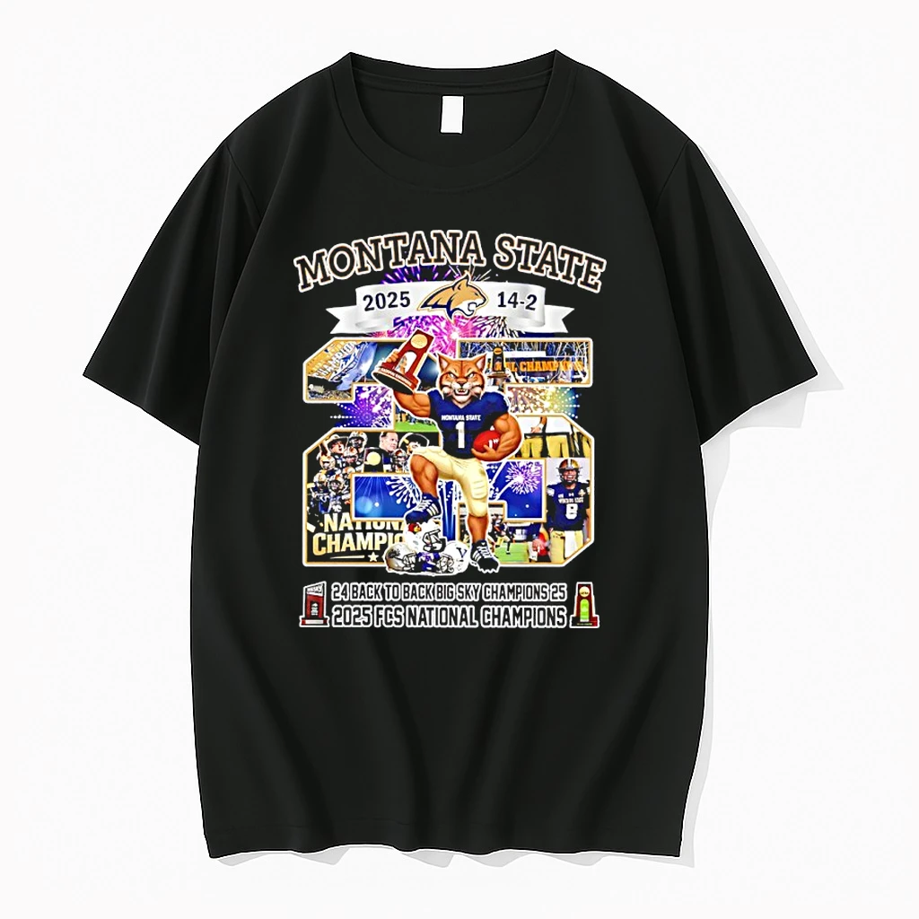 Montana State Bobcats 24 25 Back To Back Big Sky Champions And Fcs National Champions Mascot Shirts