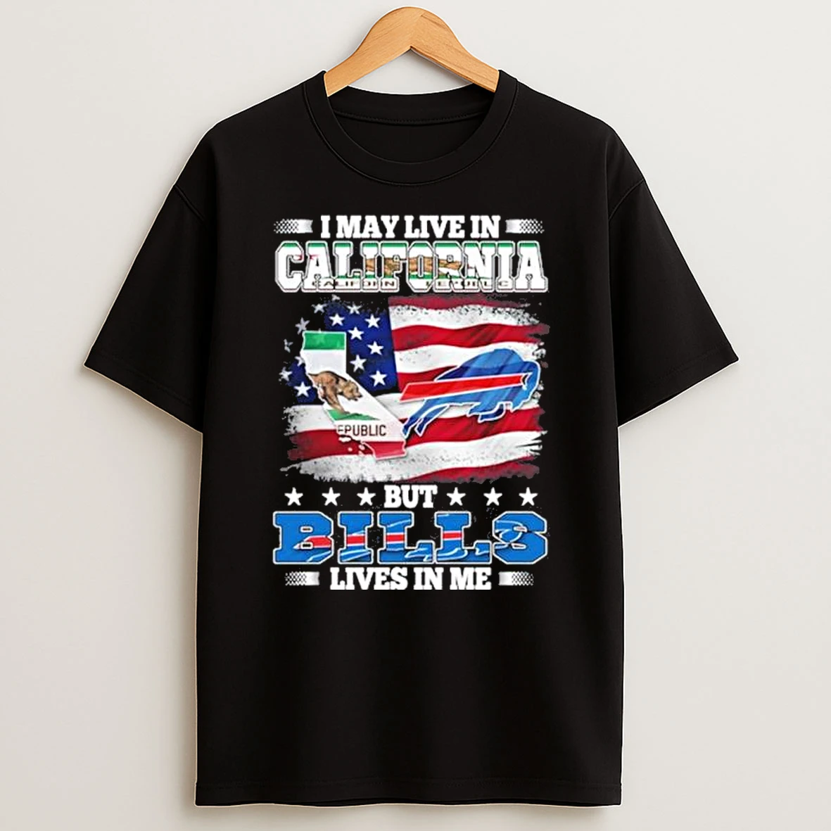 My Heart Buffalo Bills And Live In California Shirts