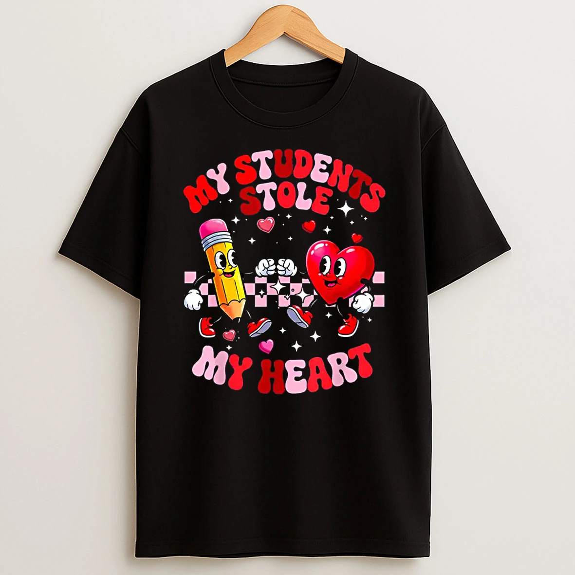 My Students Stole My Heart Groovy Valentine Teacher Shirts