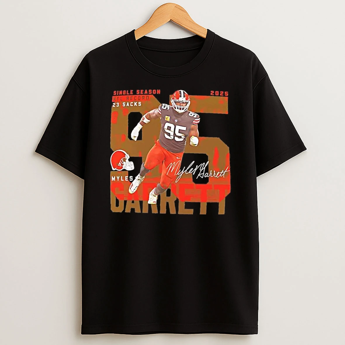 Myles Garrett 2025 Single Season Nfl Record 23 Sacks Signature Shirts