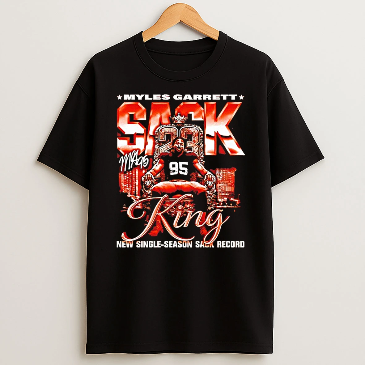 Myles Garrett Cleveland Browns Sack King New Single Season Sack Record Signature Shirts