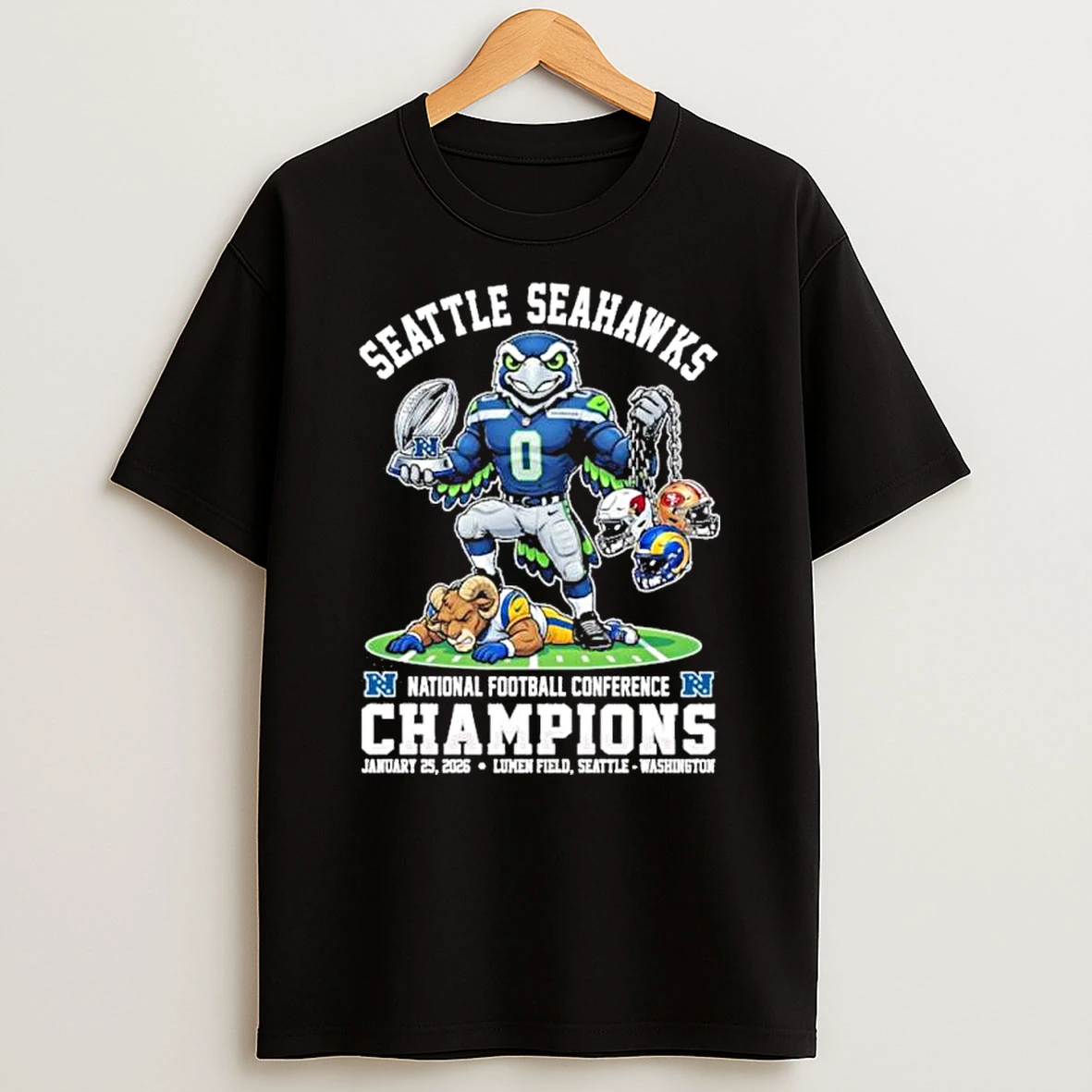 Nfc Champions Seattle Seahawks Beat Los Angeles Rams Mascot Shirts