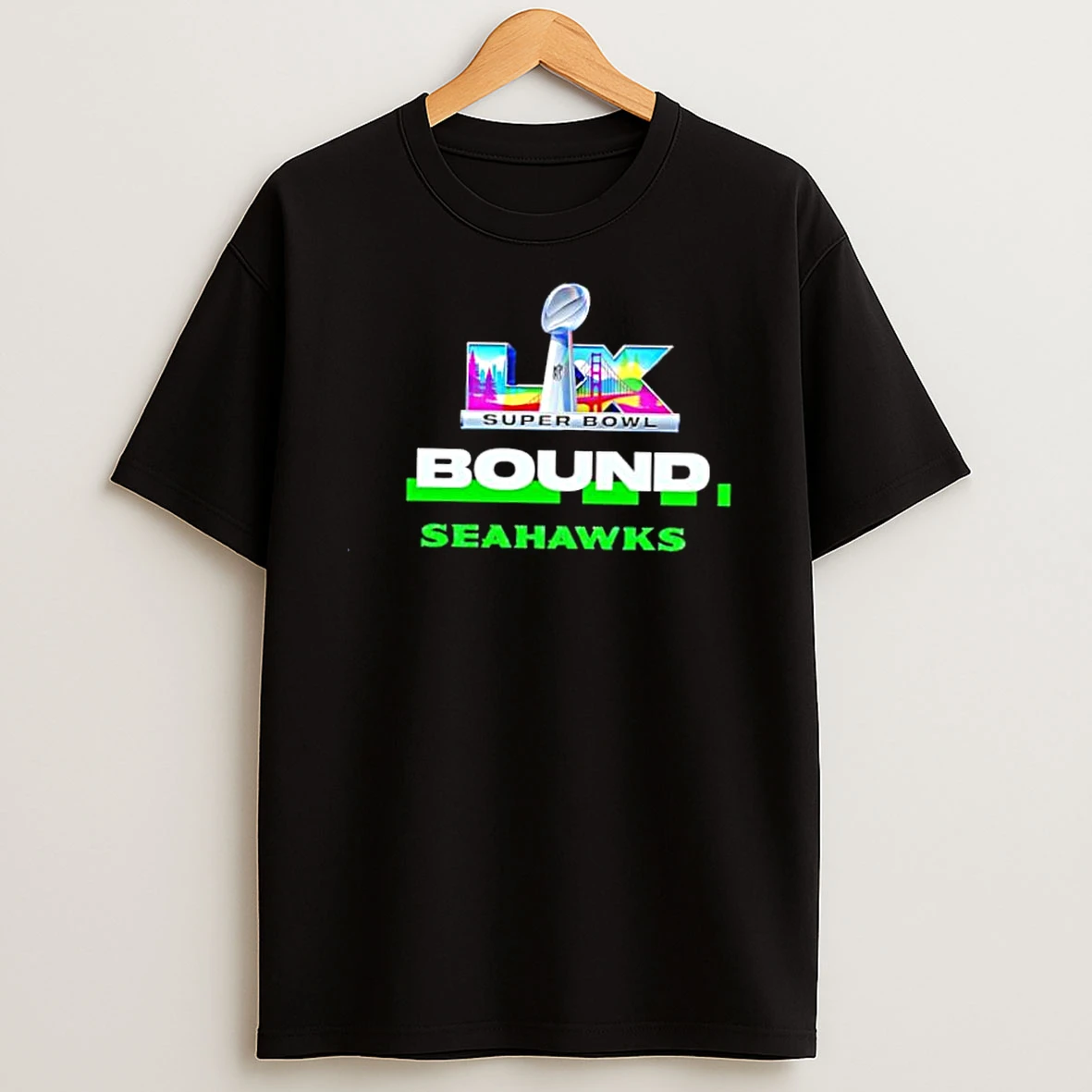 Nfl Lx Super Bowl Bound Seattle Seahawks Skyline Trophy Graphic Shirts