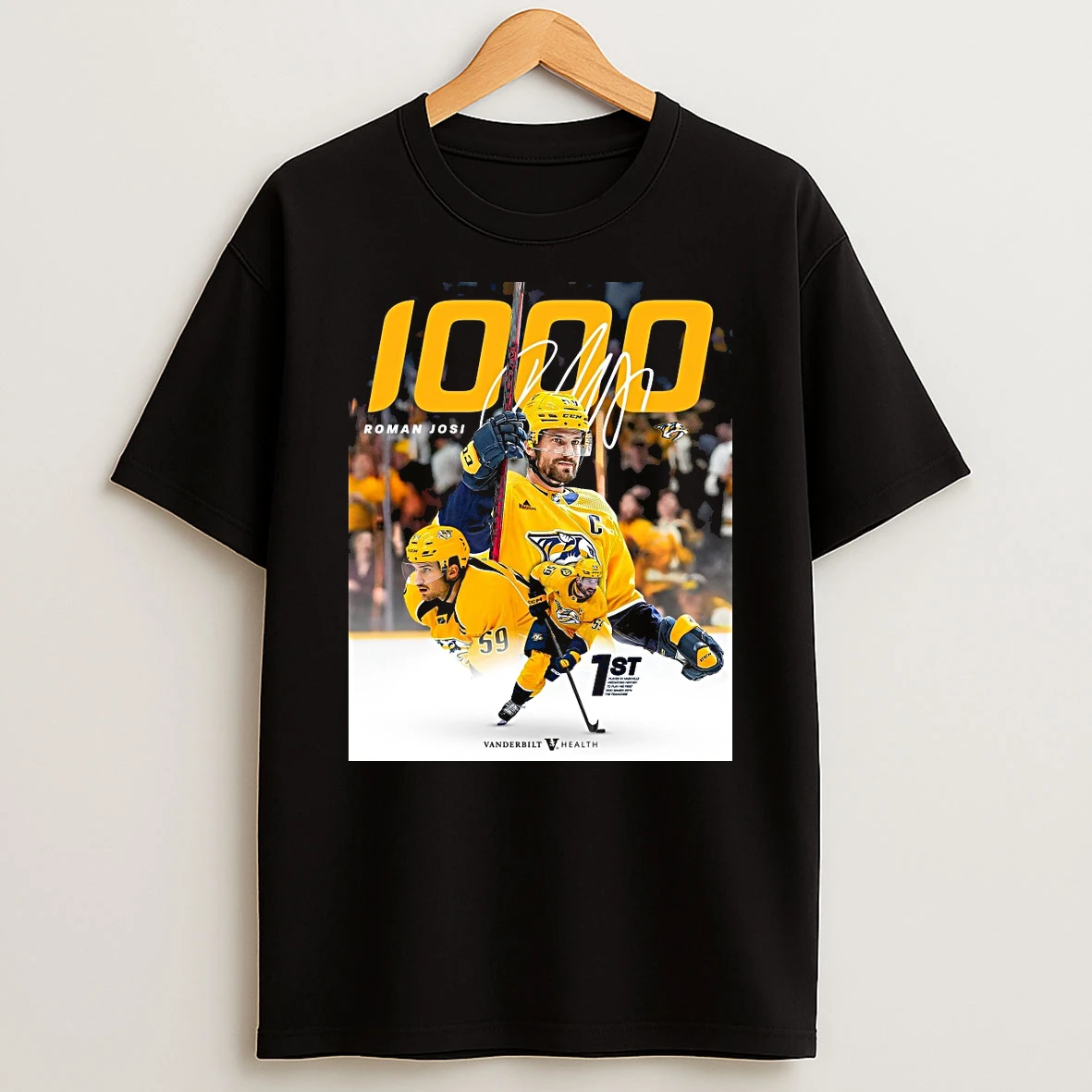 Nashville Predators Roman Josi 1000 Games Signature Shirts