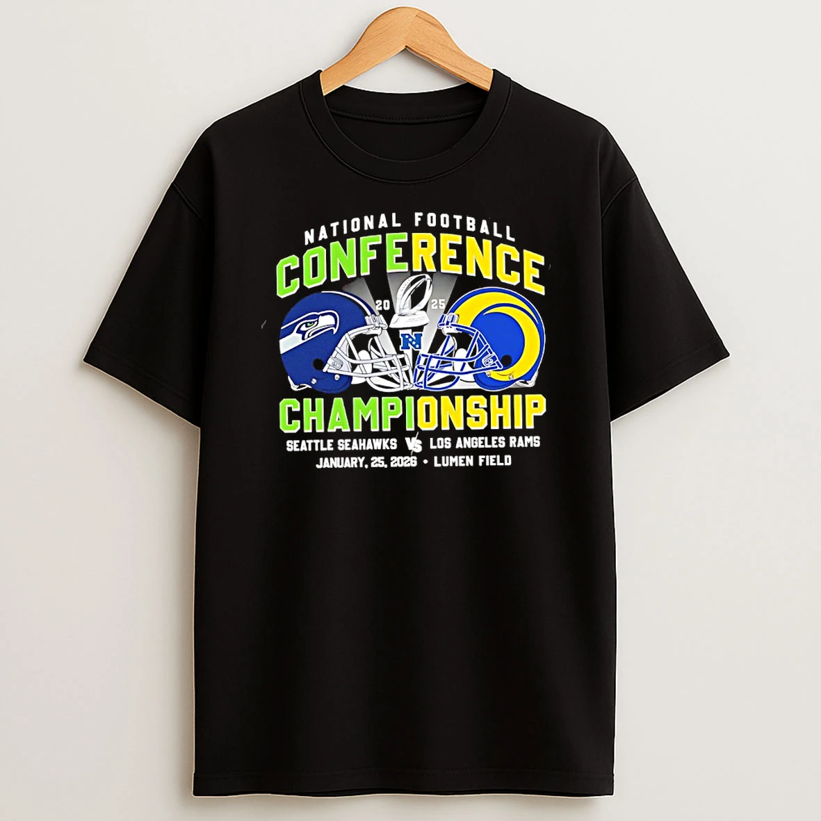 National Football Conference Seattle Seahawks And Los Angeles Rams Jan 25 2026 Helmets Shirts