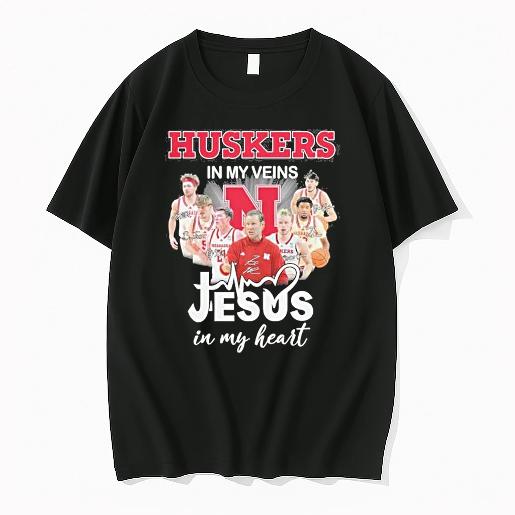 Nebraska Huskers Mens Basketball In My Veins Jesus In My Heart Shirts