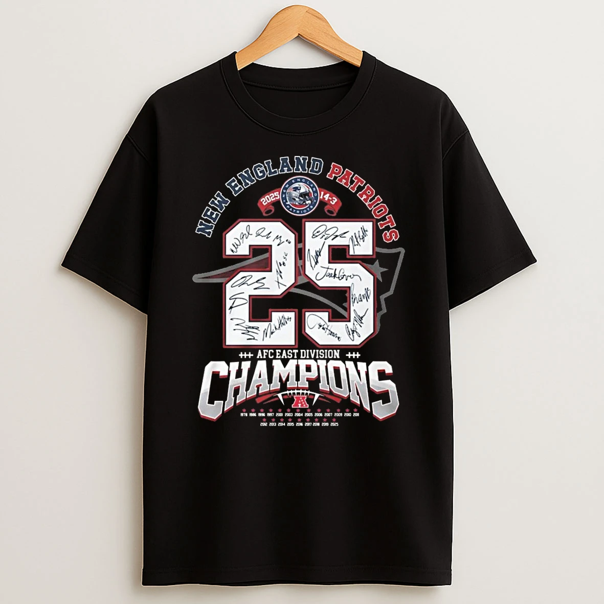 New England Patriots 2025 14 3 Afc East Division Champions 1978 2025 Signatures Shirts