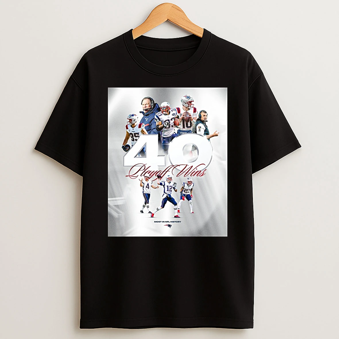 New England Patriots 40 Playoff Wins Most In Nfl History Shirts