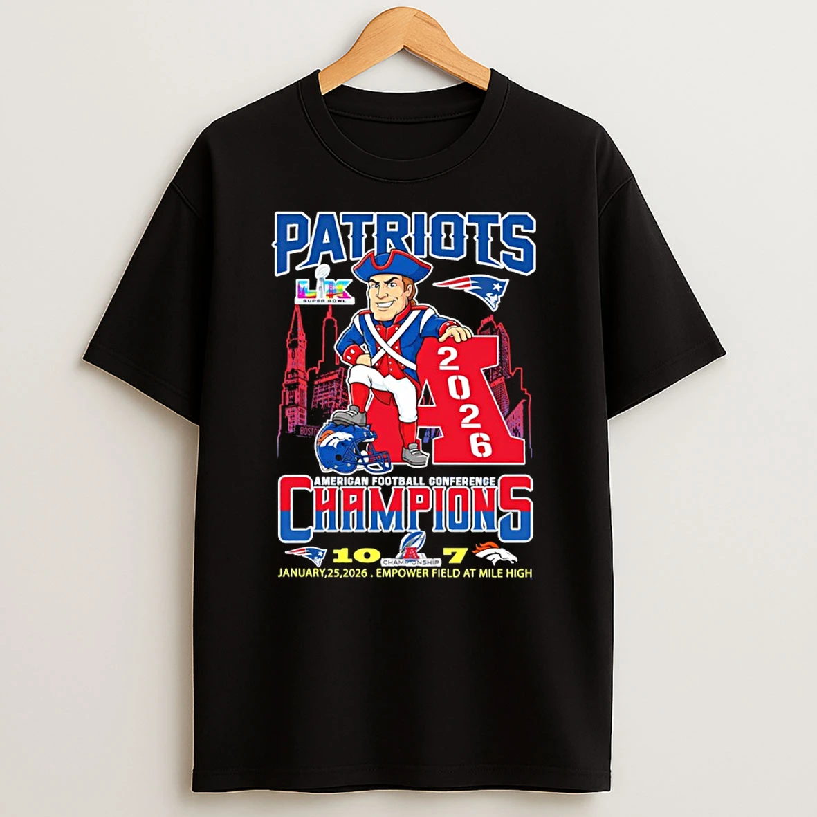 New England Patriots Afc Champions 2026 Patriots 10 Broncos 7 Shirts