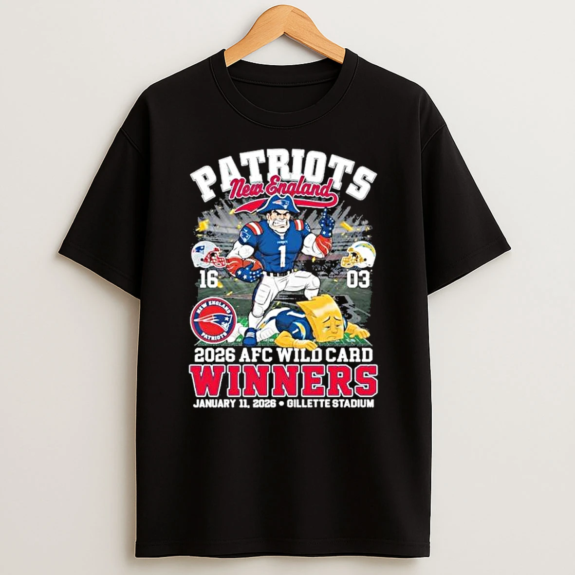 New England Patriots Beat Chargers 2026 Afc Wild Card Winners Shirts