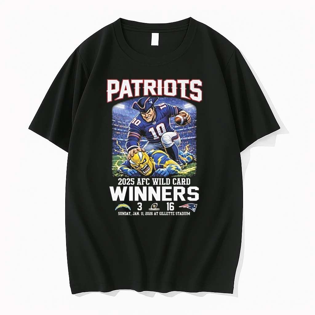 New England Patriots Beat Los Angeles Chargers Winners Score 16 3 2025 Afc Wild Card Mascot Shirts