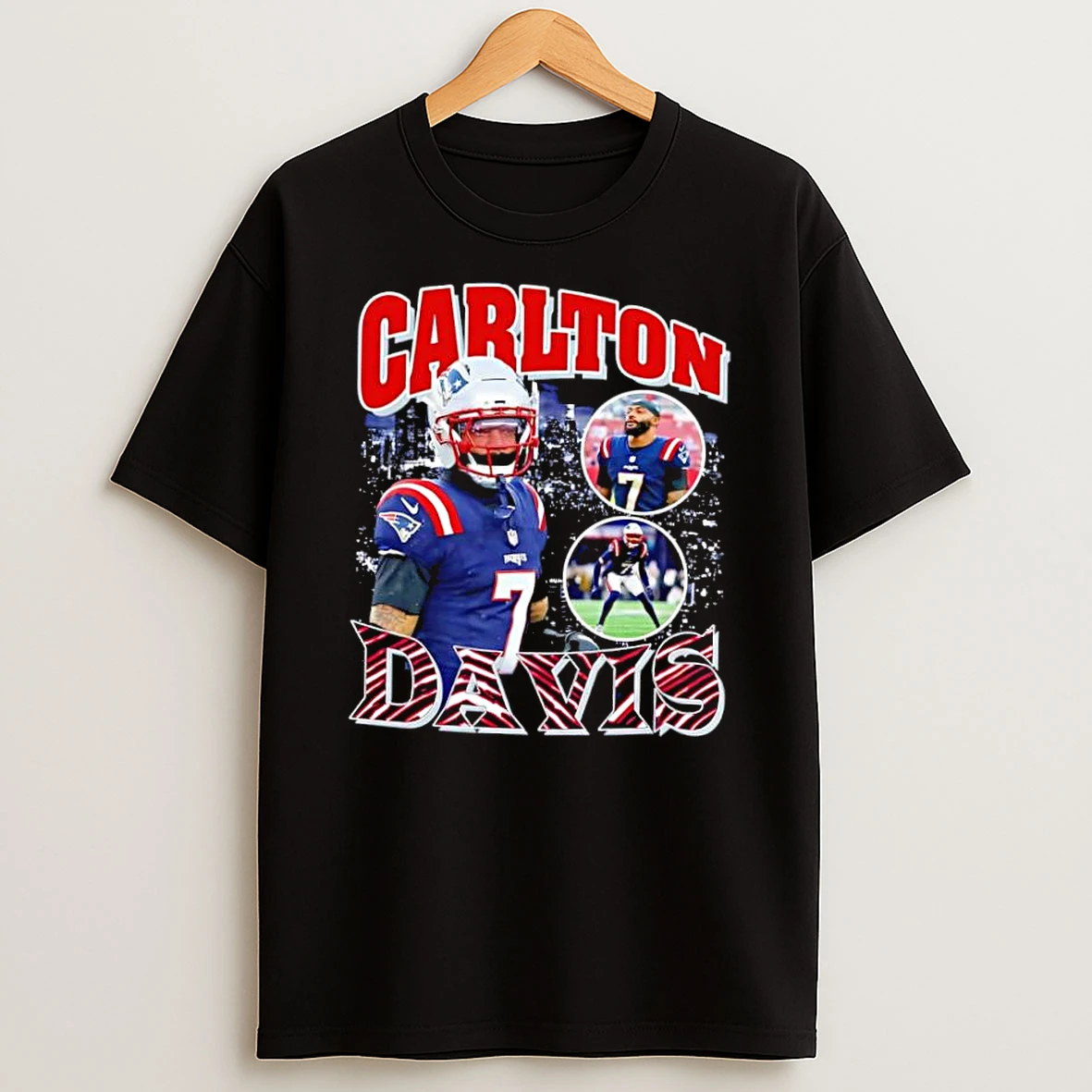 New England Patriots Carlton Davis Throwback Style Graphic Shirts