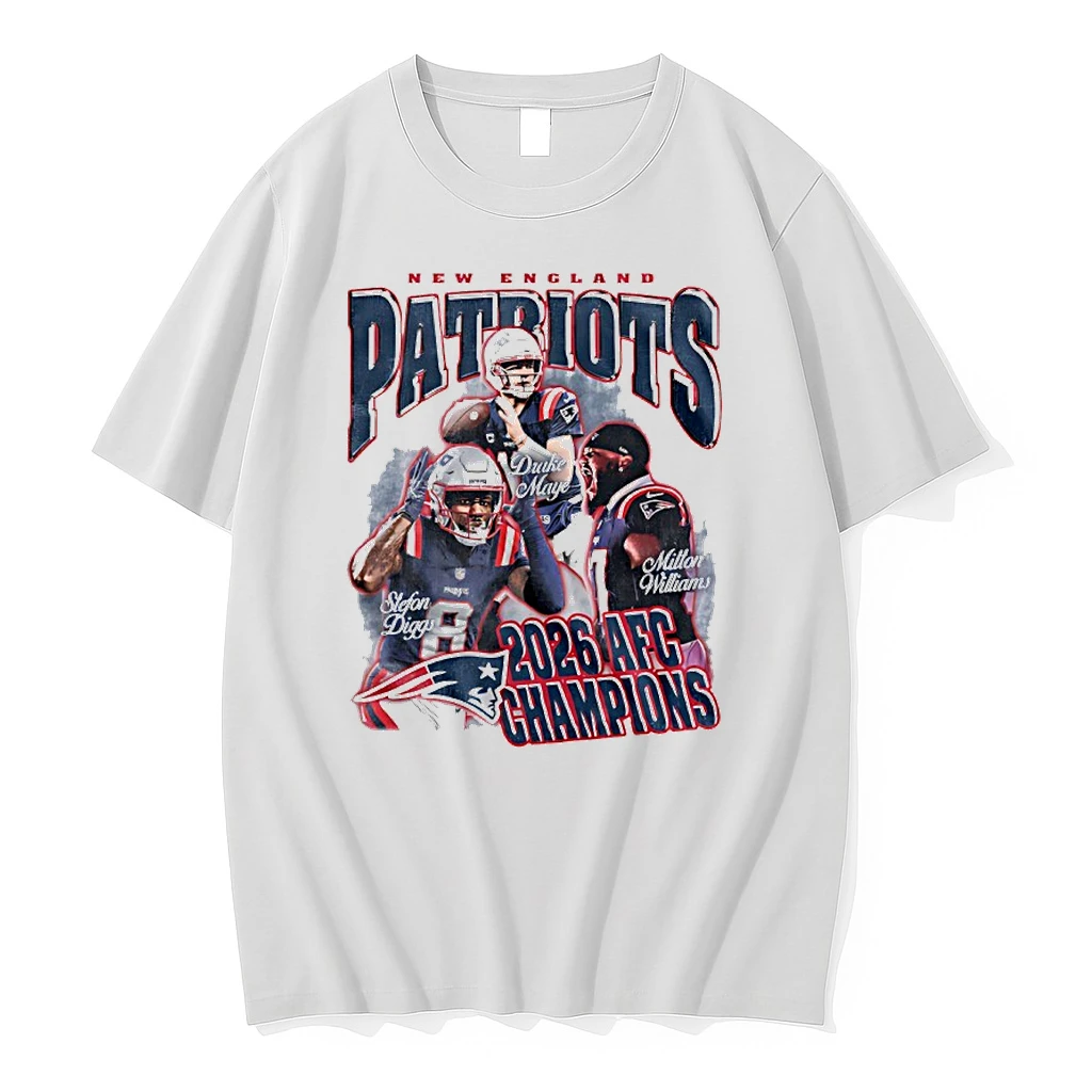 New England Patriots Drake Maye Stefon Diggs And Milton Williams 2026 Afc Champions Shirts