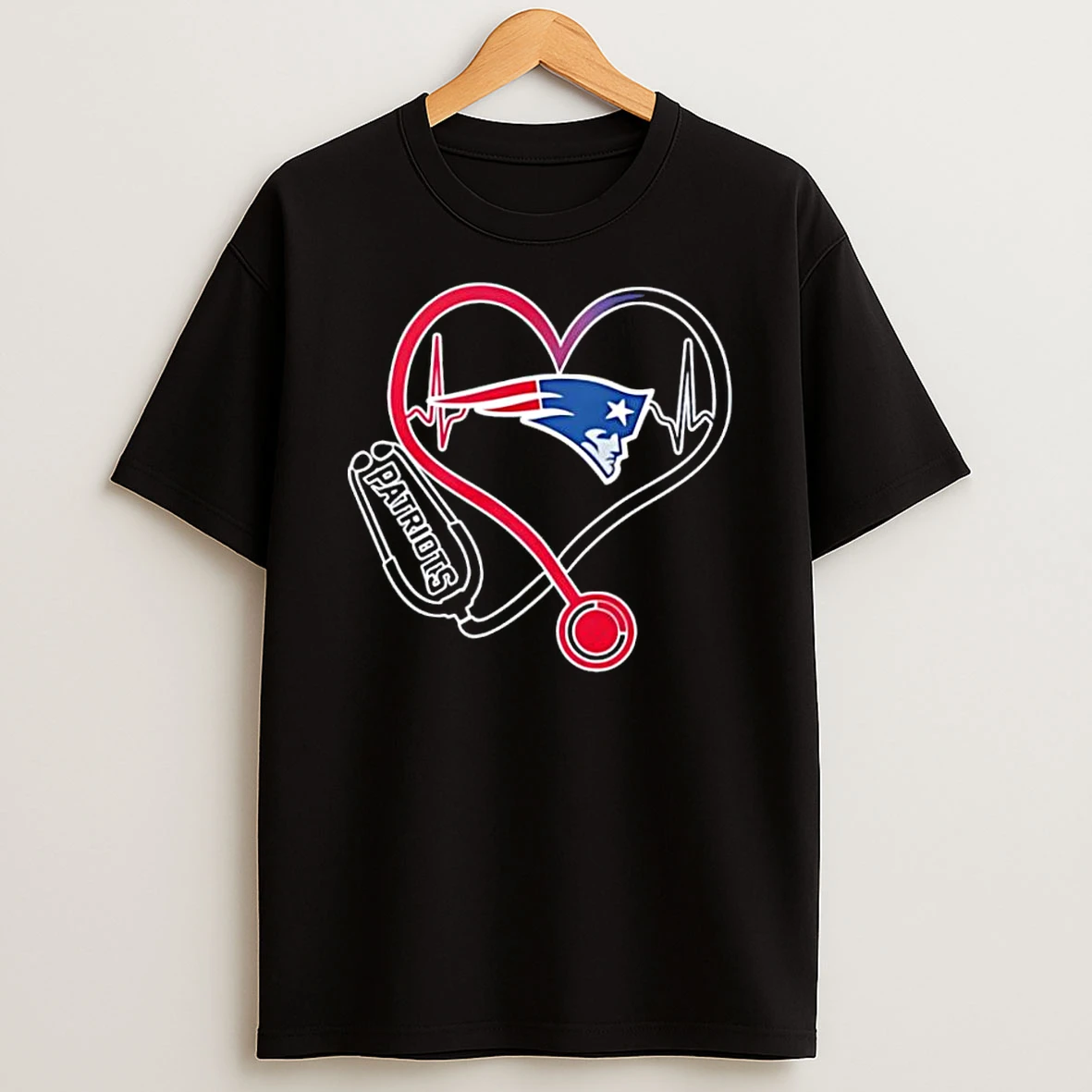 New England Patriots Logo Heart Stethoscope Nurse Medical Professional Shirts