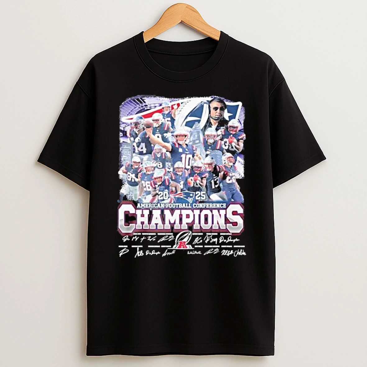 New England Patriots Team Afc Champions Signatures Shirts
