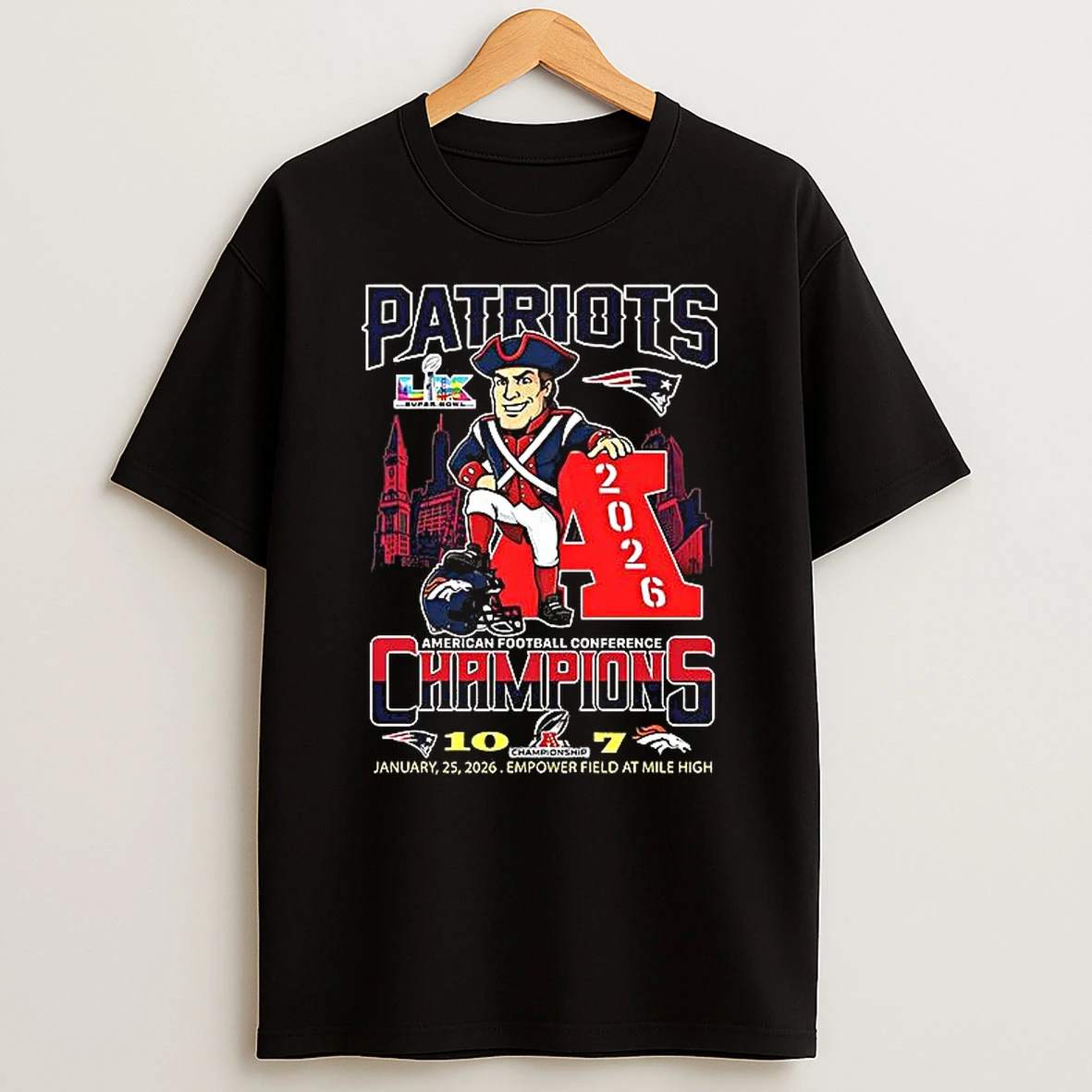 New England Patriots Vs Denver Broncos 10 7 Afc Champions 2026 Woman Shirts