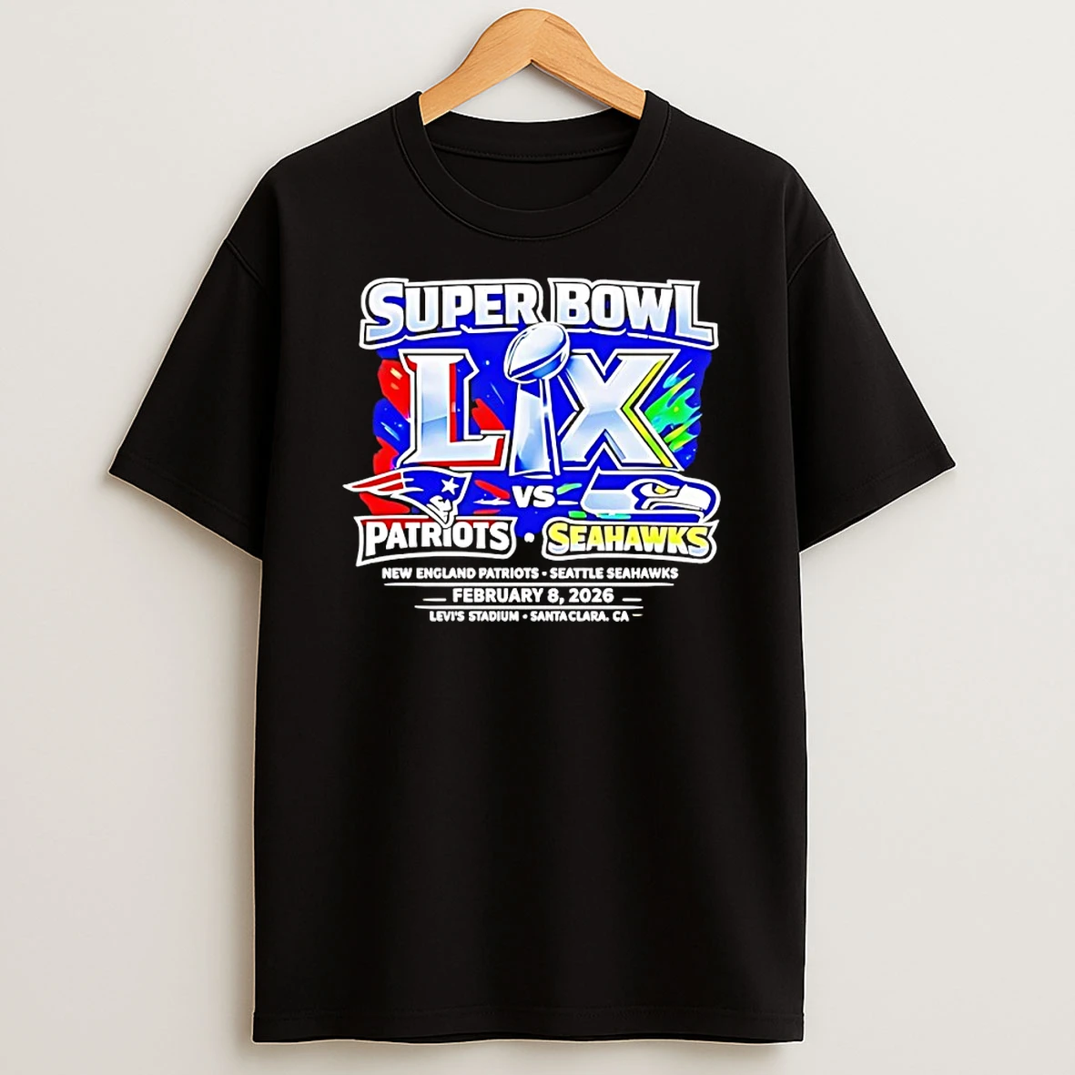 New England Patriots Vs Seattle Seahawks Nfl Super Bowl Lx Feb 8 2026 Shirts