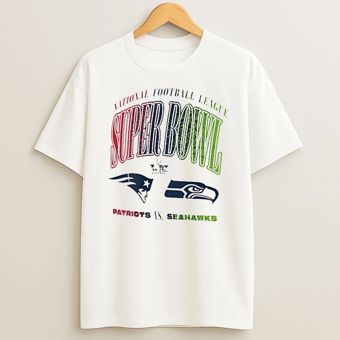 New England Patriots Vs Seattle Seahawks Nfl 2025 Super Bowl Lx Matchup Logos Fan Shirts