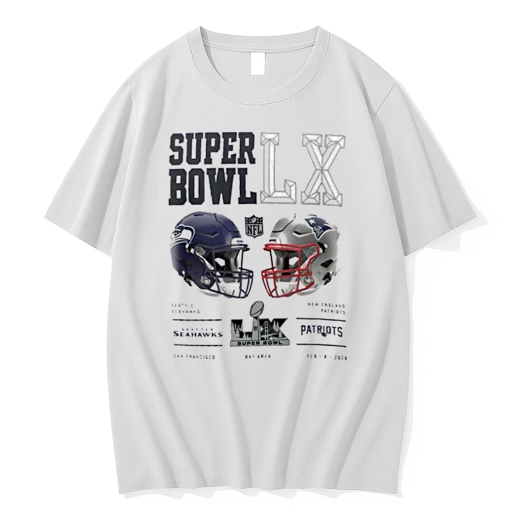 New England Patriots Vs Seattle Seahawks Super Bowl Lx Dueling Shirts