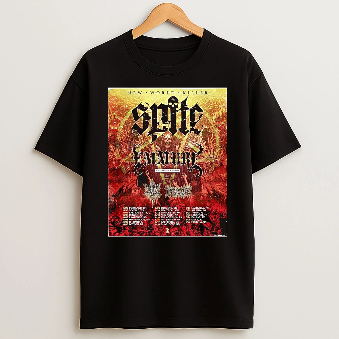 New World Killer United States Tour 2026 Spite And Emmure Shirts
