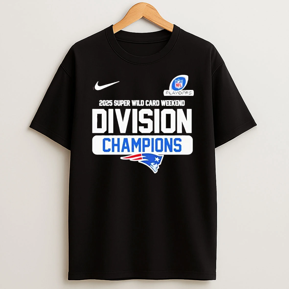 Nike New England Patriots 2025 Afc Wild Card Weekend Division Champions Shirts