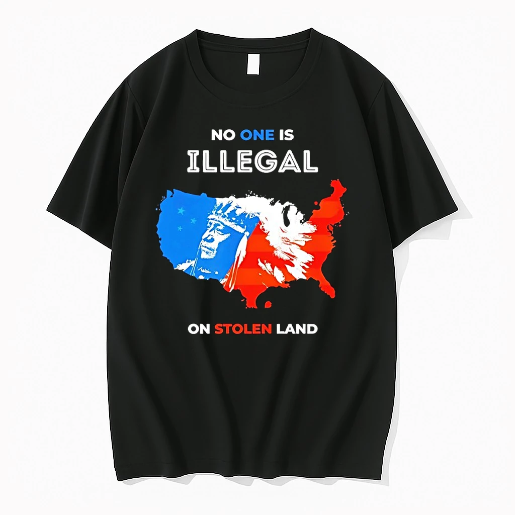 No One Is Illegal On Stolen Land American Flag Shirts