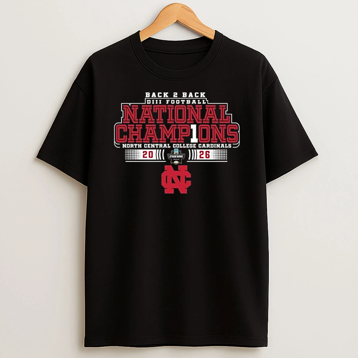 North Central College Back 2 Back Ncaa Diii Football National Champions Shirts