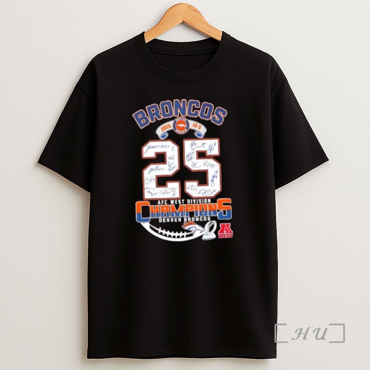Officials 2025 13 3 Afc West Division Champions Denver Broncos All Signatures Shirt Sweatshirt Tee