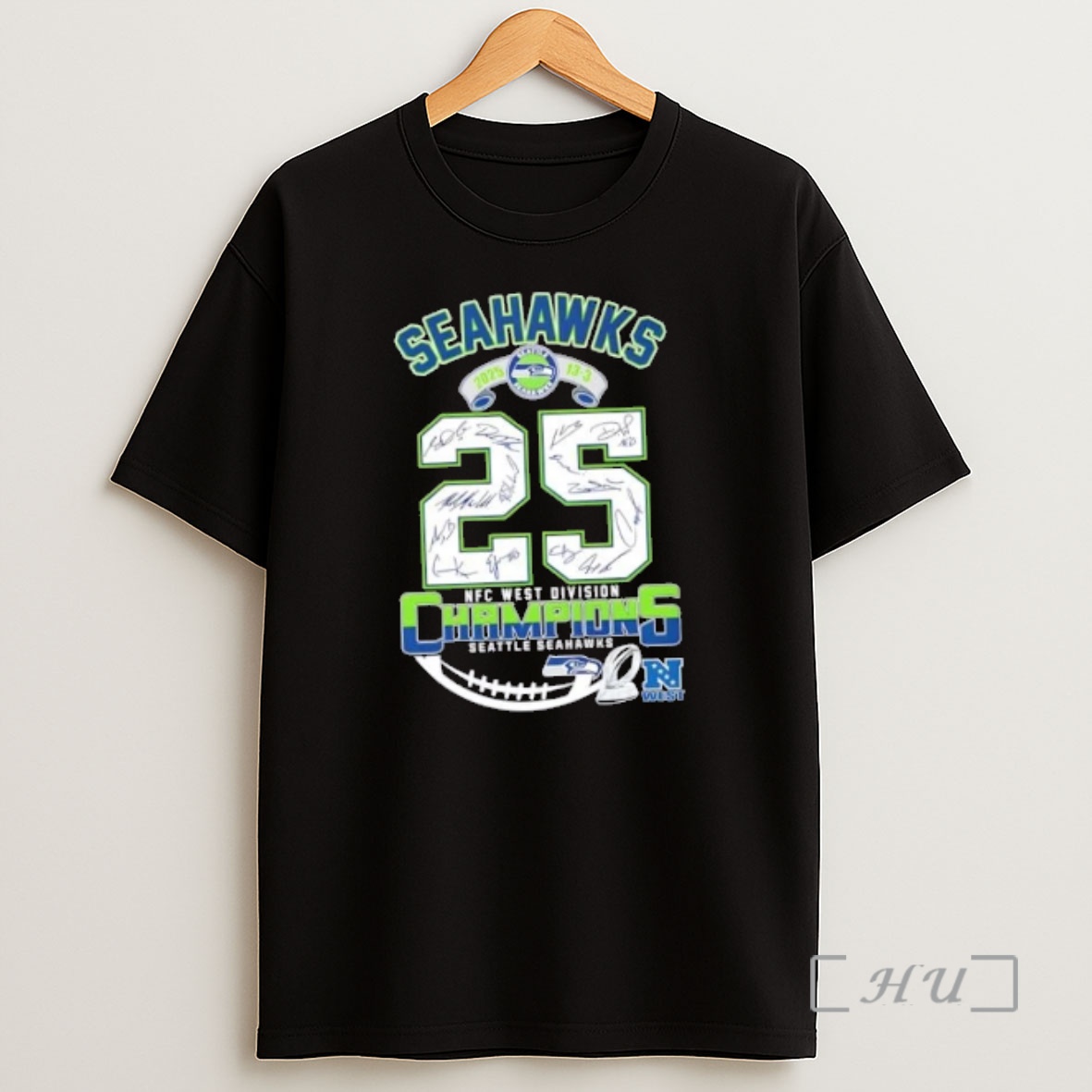 Officials 2025 13 3 Nfc West Division Champions Seattle Seahawks All Signatures Shirt Sweatshirt Tee