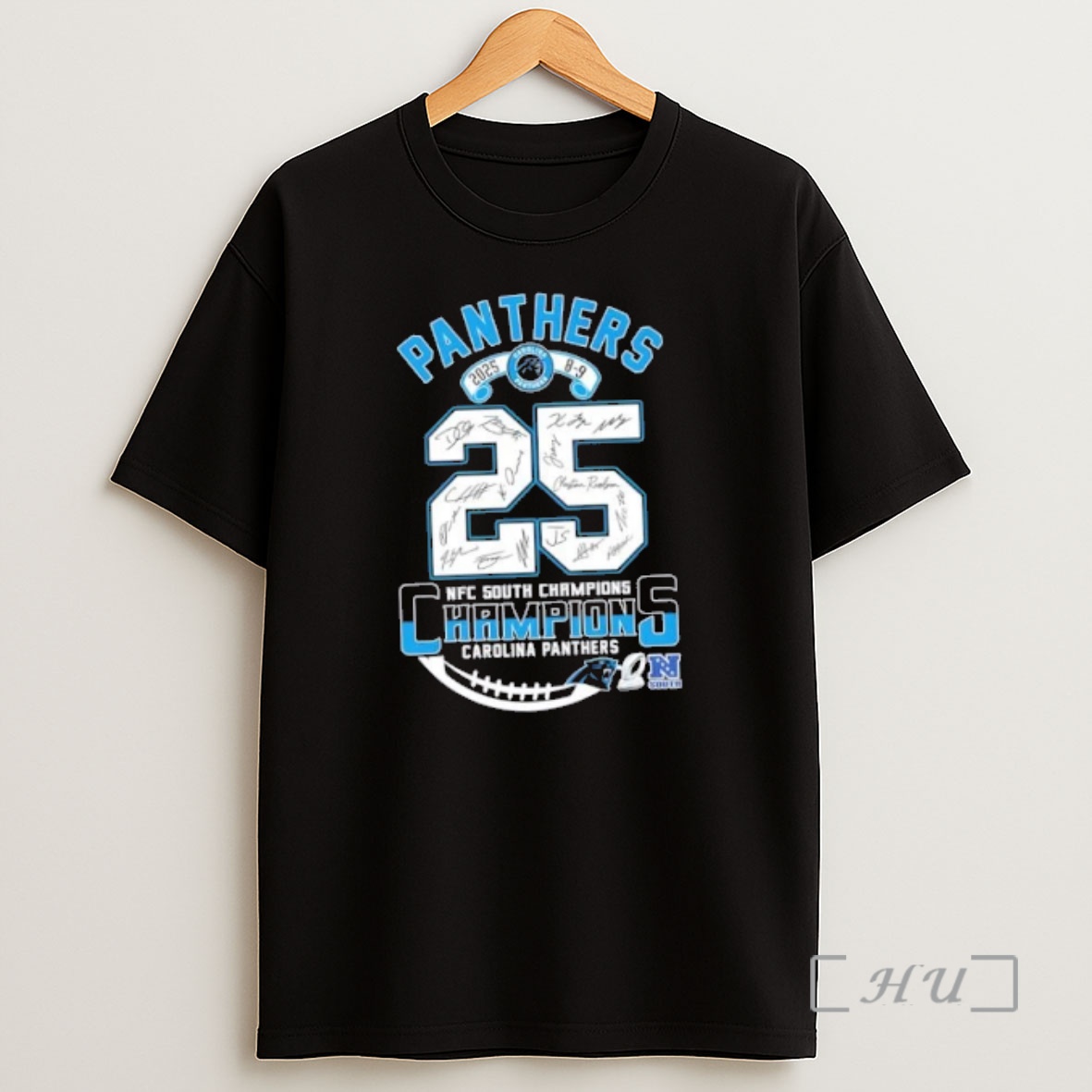 Officials 2025 8 9 Nfc South Division Champions Carolina Panthers All Signatures Shirt Sweatshirt Tee