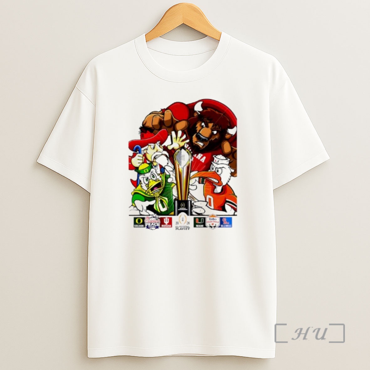 Officials Cfp National Champions Oregon X Indiana And Miami X Ole Miss 2026 Playoff Mascots Shirt Sweatshirt Tee