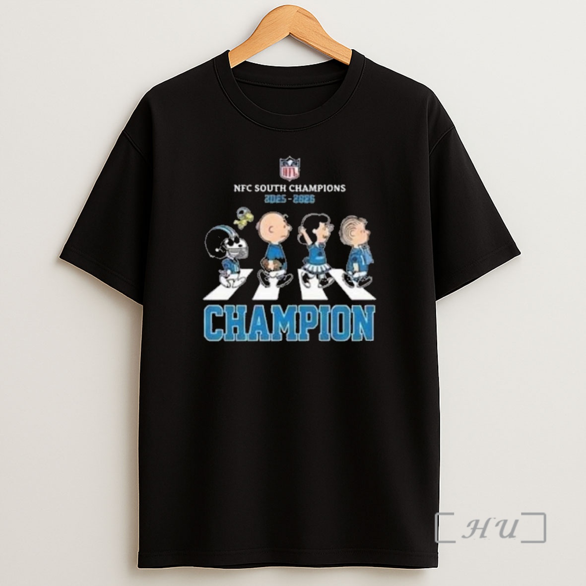 Officials Carolina Panthers First Division Title In 10 Years Nfc South Champions 2025 2026 Peanuts Charlie Brown Snoopy Crossover Shirt Sweatshirt Tee