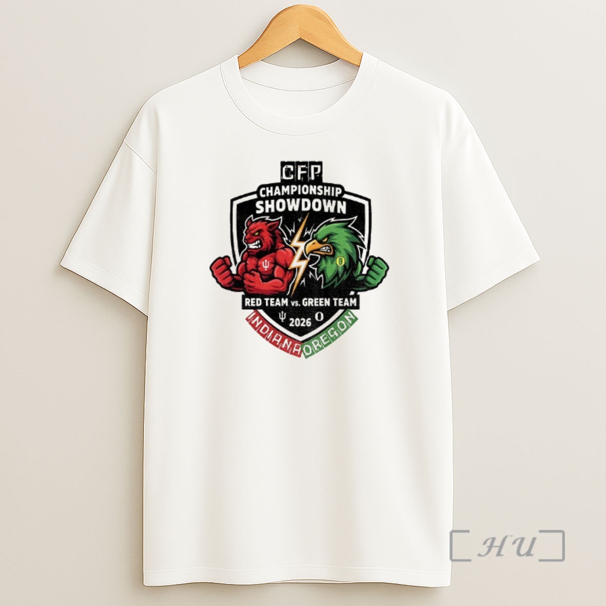 Officials Indiana Hoosiers Vs Oregon Ducks Football College Playoff Mascot Championship Showdown Red Team Vs Green Team Shirt Sweatshirt Tee