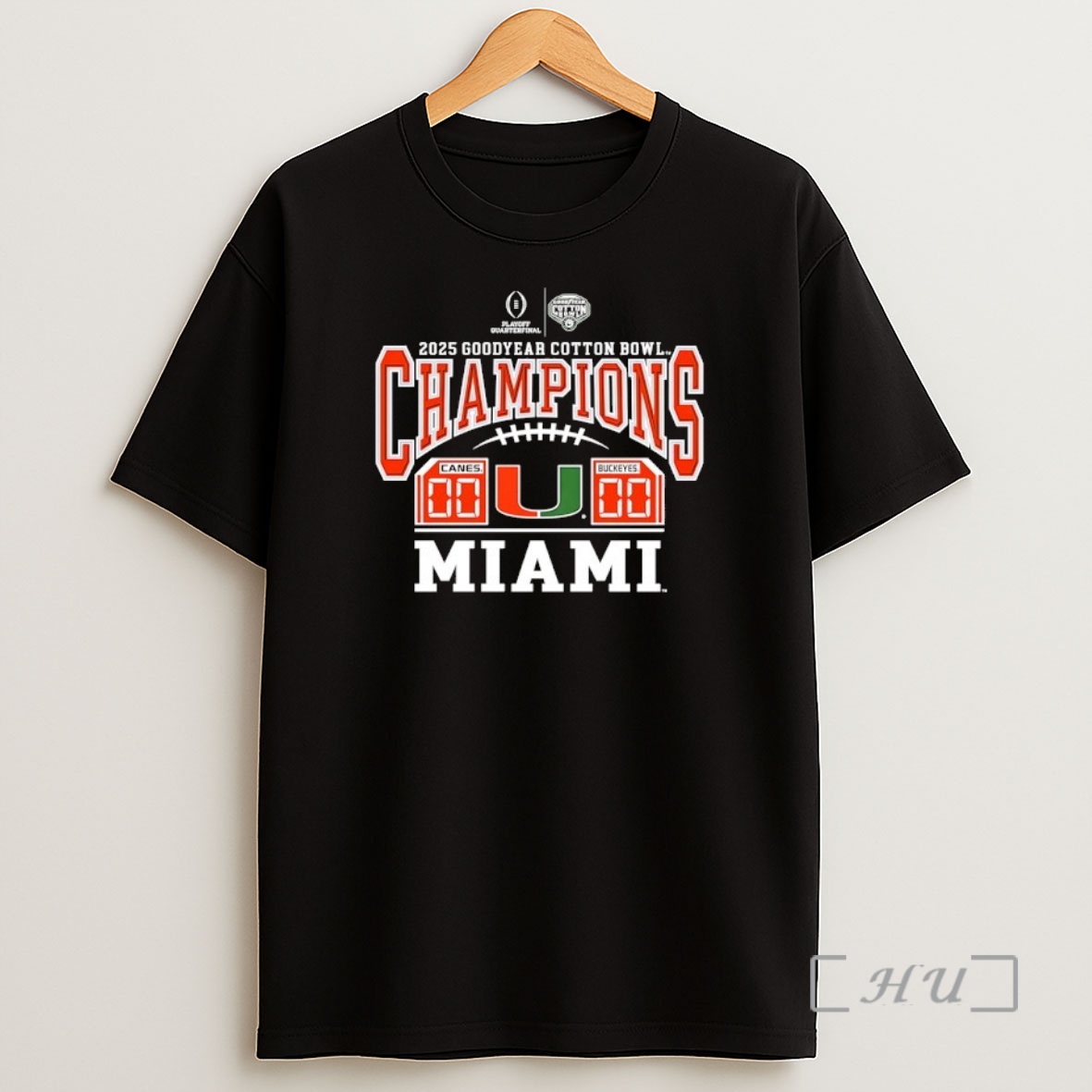Officials Miami Hurricanes 2025 Goodyear Cotton Bowl Champions Game Score Shirt Sweatshirt Tee