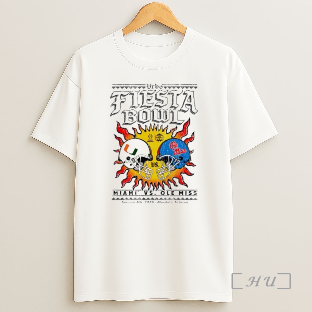 Officials Miami Vs Ole 2026 Vrbo Fiesta Bowl Matchup Cfp Semifinal Solar Standoff Shirt Sweatshirt Tee