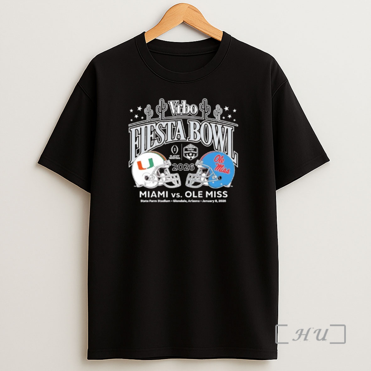 Officials Miami Vs Ole Miss 2026 Vrbo Fiesta Bowl Cfp Semifinal Matchup Helmet Shirt Sweatshirt Tee