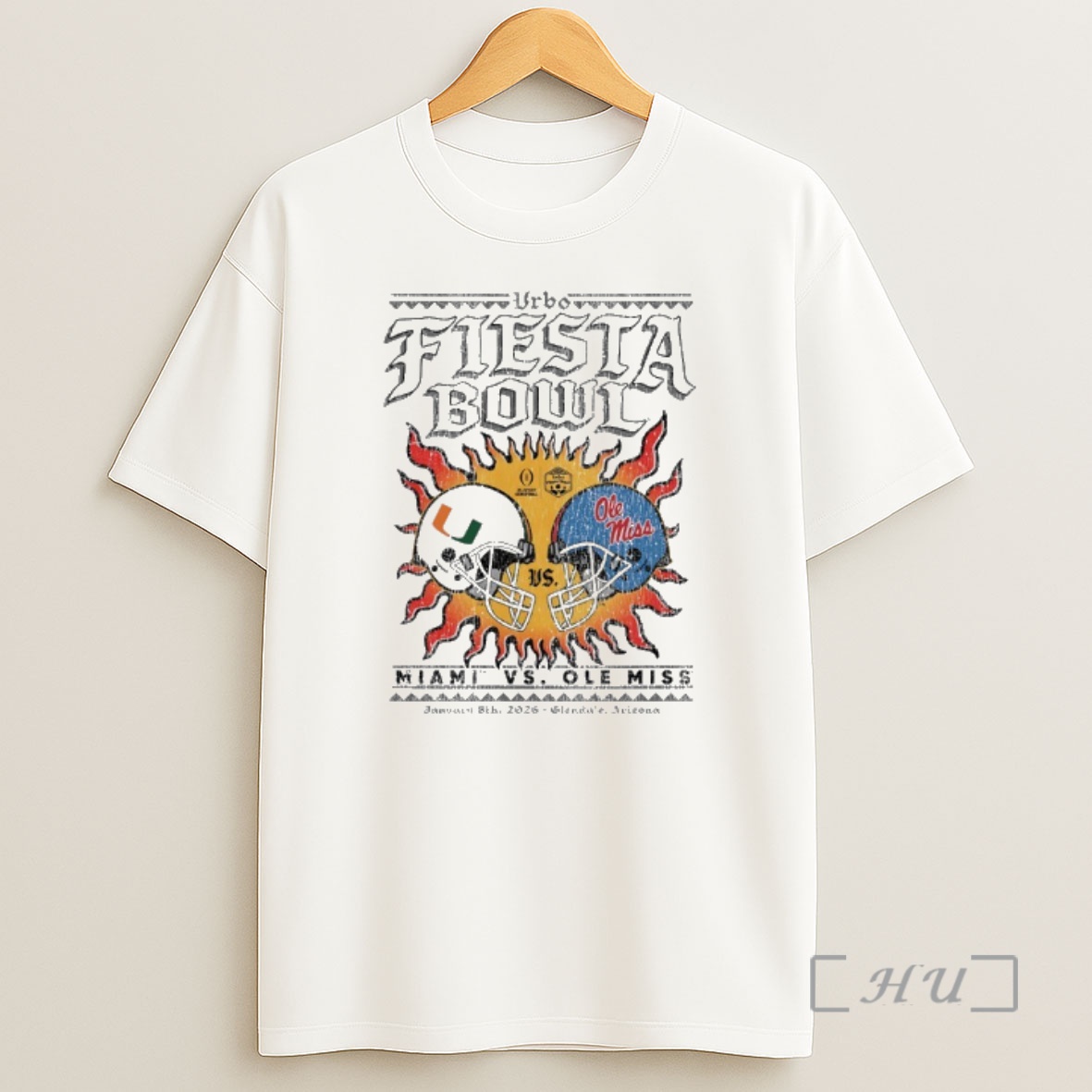 Officials Miami Vs Ole Miss Vrbo Fiesta Bowl Cfp Semifinal Solar Standoff Helmet Matchup 2026 Shirt Sweatshirt Tee