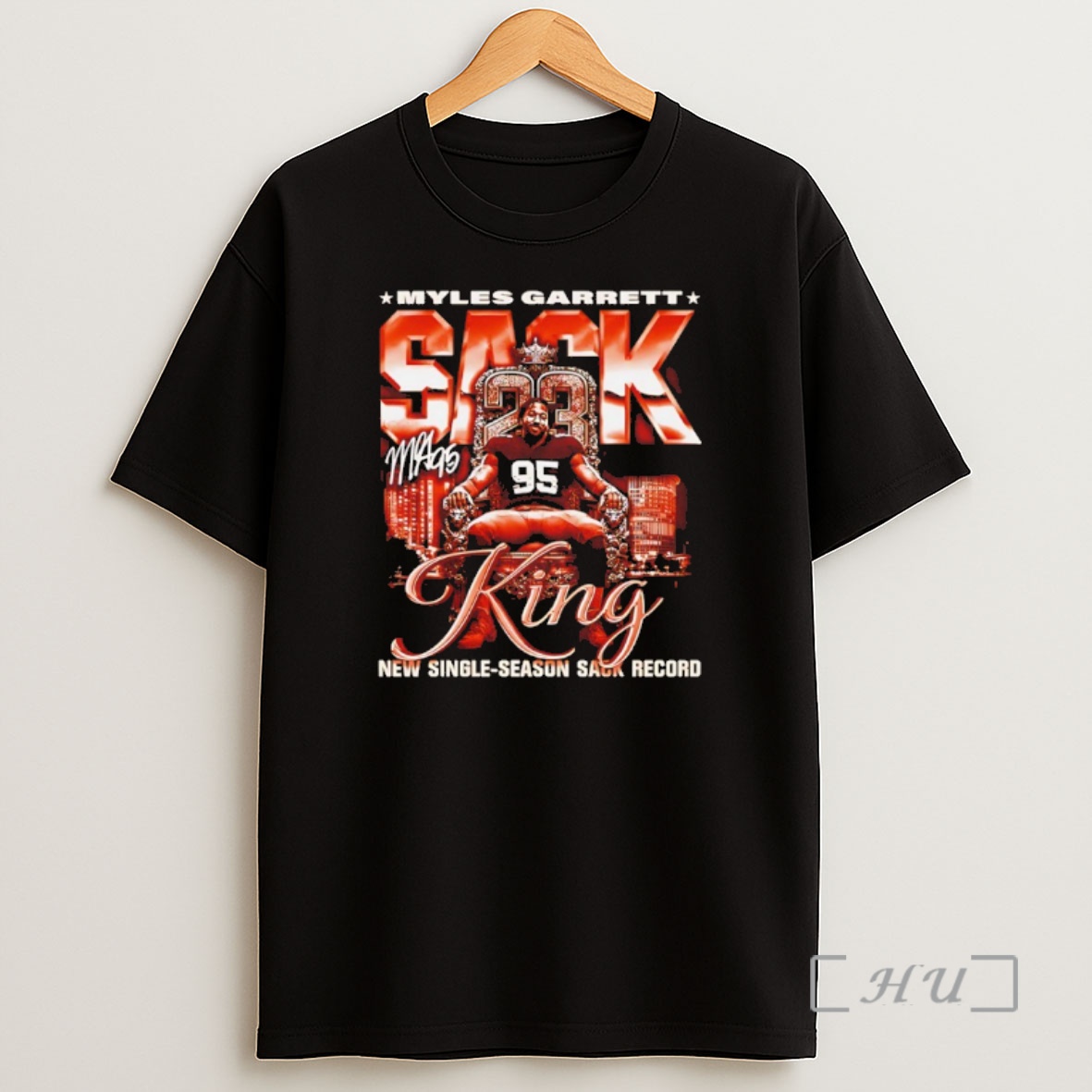 Officials Myles Garrett Cleveland Sack King New Single Season Sack Record Signature Shirt Sweatshirt Tee
