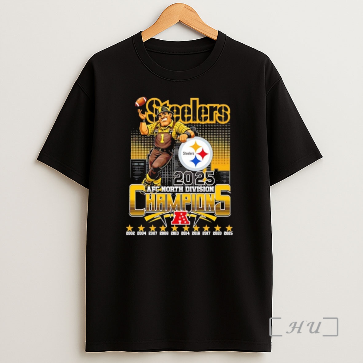 Officials Pittsburgh Steelers 2025 Afc North Division 10x Champions Mascot Shirt Sweatshirt Tee