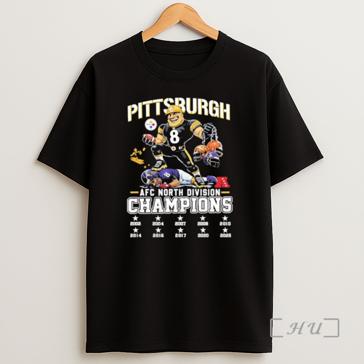 Officials Pittsburgh Beat Baltimore Won The 2025 Afc North Division 10x Champions Mascot Shirt Sweatshirt Tee