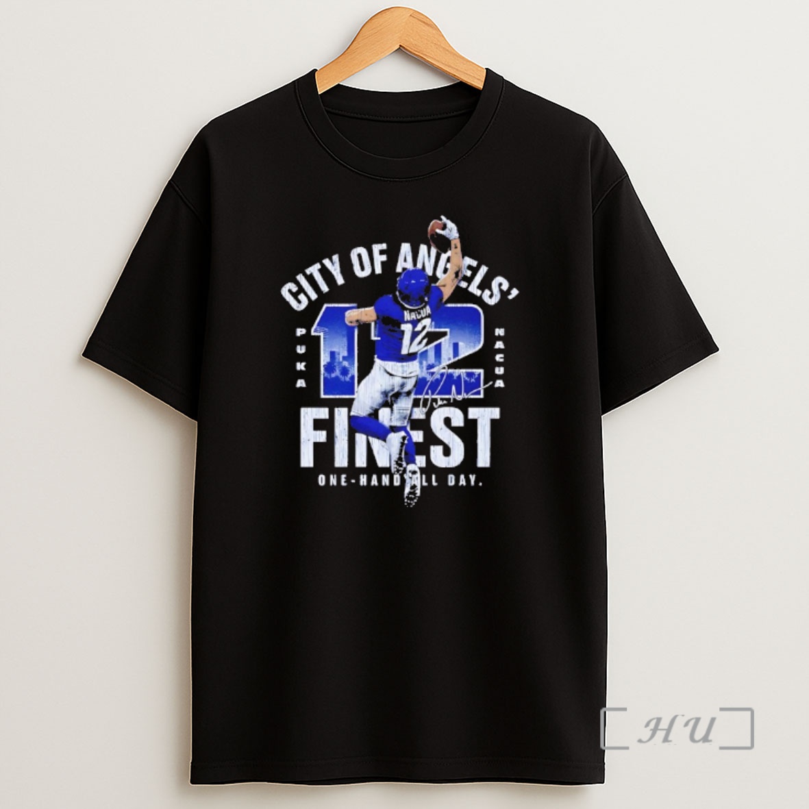Officials Rams Puka Nacua City Of Angels Finest One Handed Grab Signature Shirt Sweatshirt Tee
