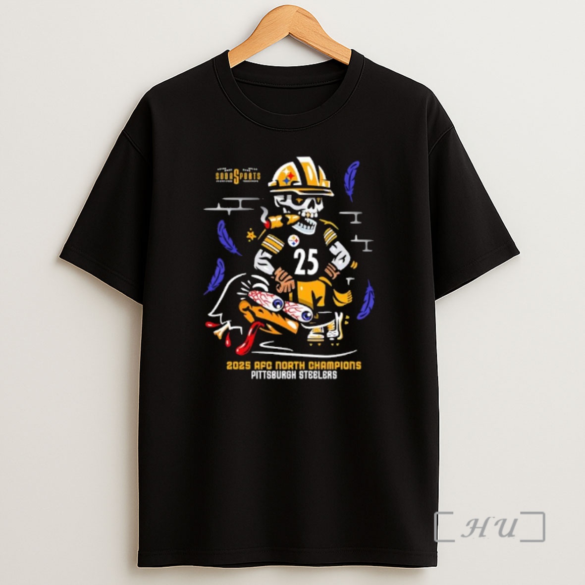 Officials Skull 2025 Afc North Champions Pittsburgh Steelers Shirt Sweatshirt Tee