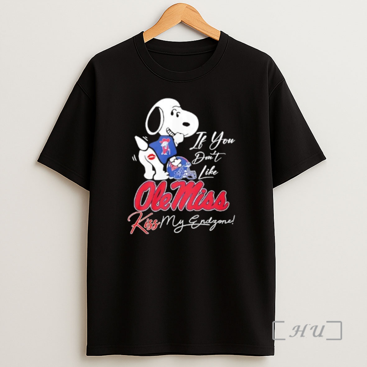 Officials Snoopy If You Dont Like Ole Miss Kiss My Endzone Shirt Sweatshirt Tee