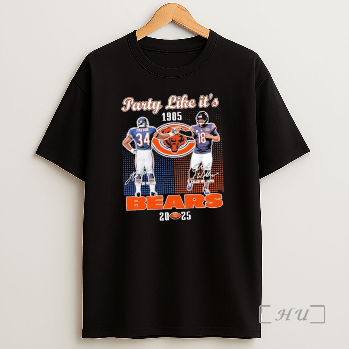 Officials Walter Payton Fist Bump Caleb Williams Party Like Its 1985 2025 Chicago Bears Signatures Shirt Sweatshirt Tee