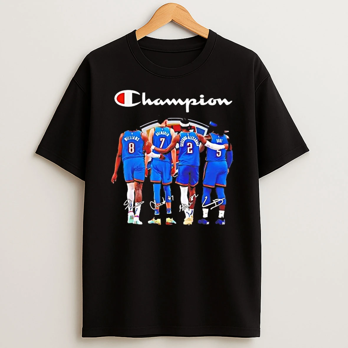 Oklahoma City Thunder Champion Players Williams Holmgren Alexander Dort Signatures Shirts